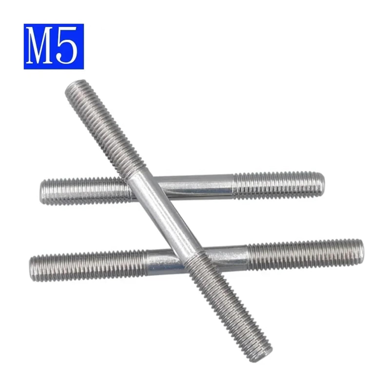 Tige filetée double en acier inoxydable, Goujons filetés à Double extrémité en acier inoxydable 304 M5x0.8, 20-250mm, usage industriel(M5x150mm 10pcs)