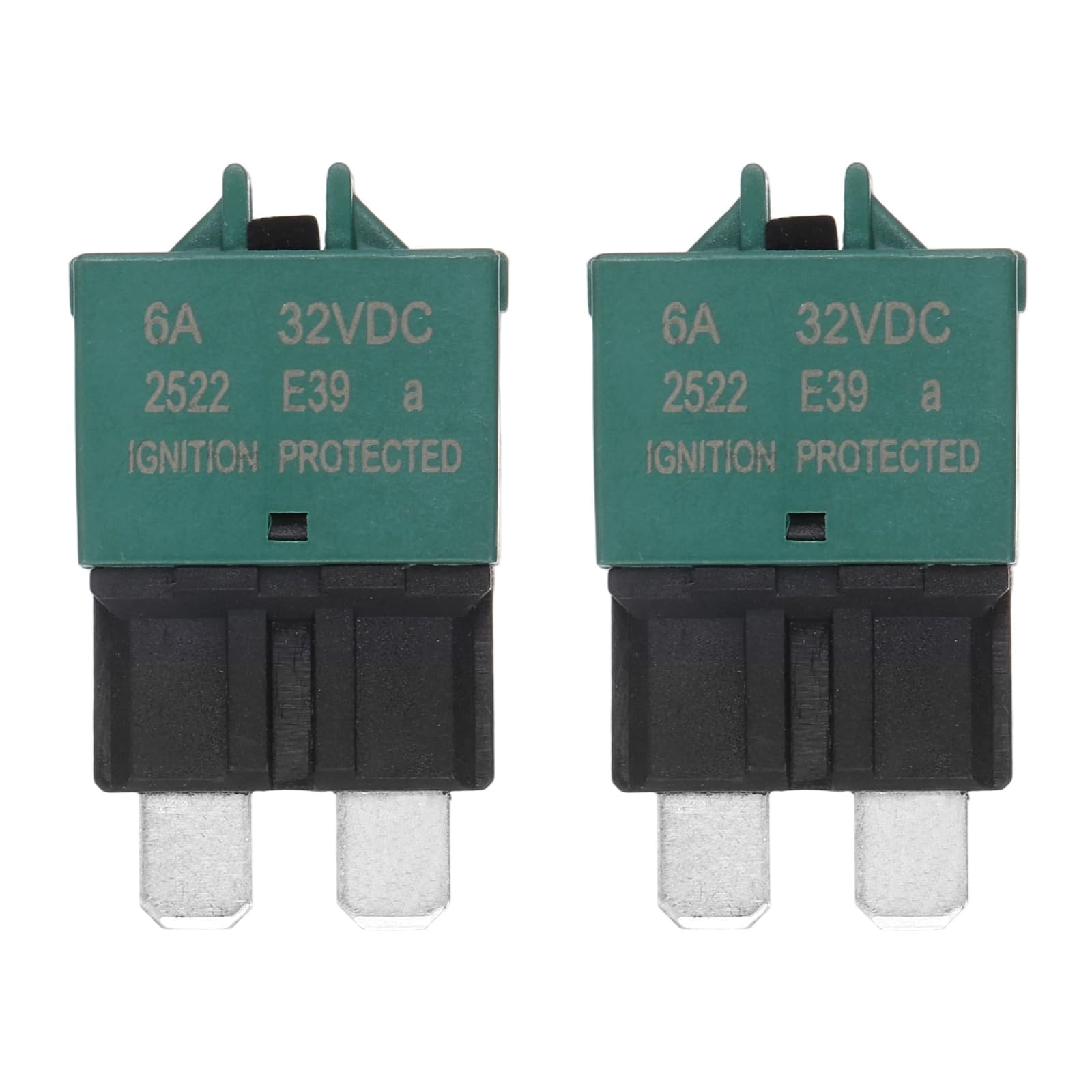 sourcing map Manual Resettable Fuse, 32V DC 6A E39 Low Profile ATC/ATO Manual Blade Circuit Breaker Reset Fuses for Car, Truck, RV, SUV, Marine, Boat, Motorcycle, Pack of 2