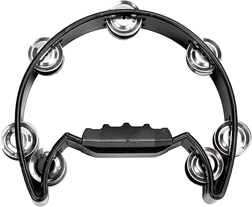 Soulmate Pandereta de metal Jingles de mano de percusión de una sola fila de media luna pandereta para adultos instrumento musical regalo panderetas