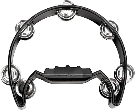 Soulmate Tambourine Metal Jingles Hand Held Percussion Half-Moon Single Row Tambourine for Kids Adult Musical Instrument Gift for KTV, Party, Black