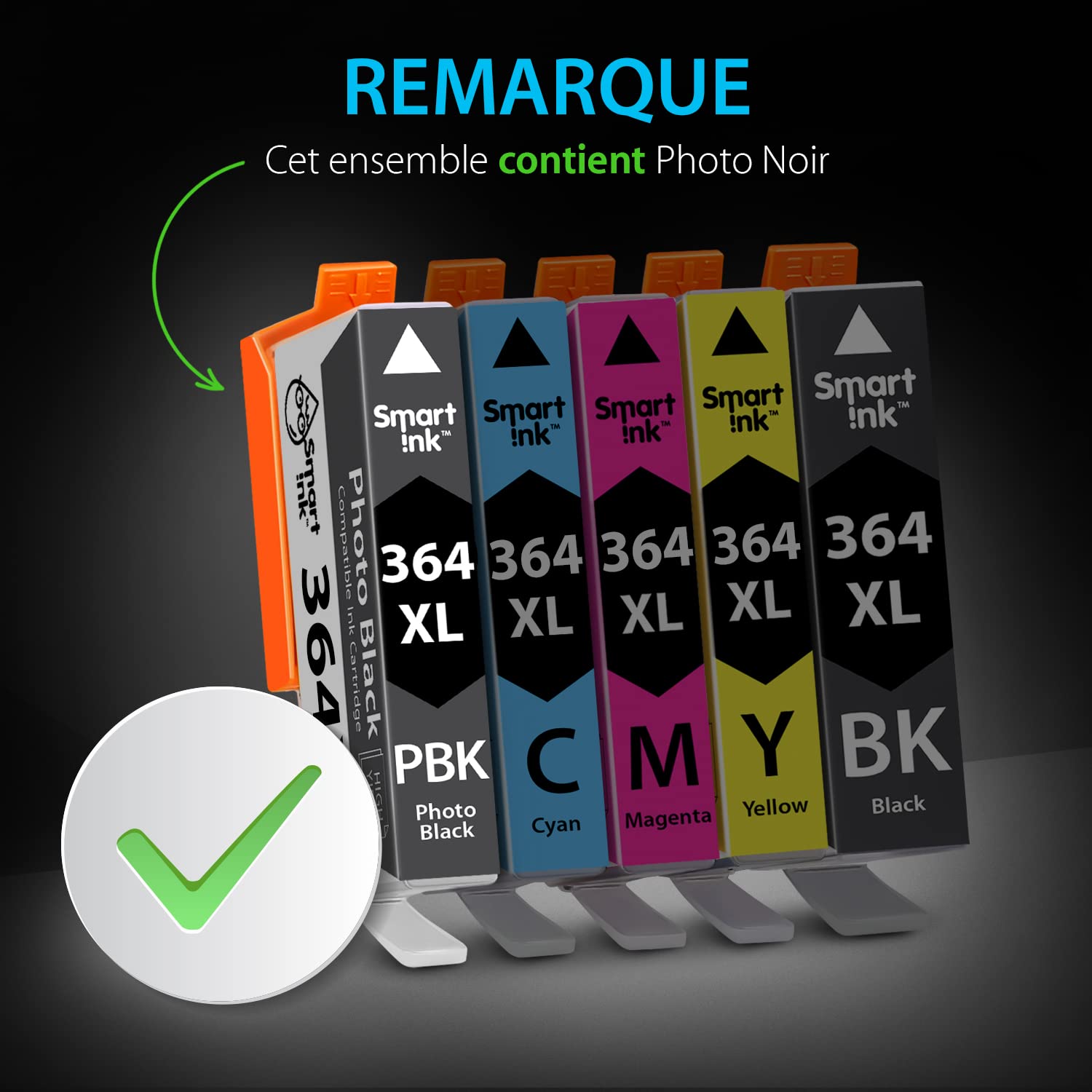 Image secondaire de Smart Ink Cartouche d’Encre Compatible pour HP 364 XL 364XL High Yield 10 Pack (2 Noir & 2PBK Cyan Magenta Jaune) pour HP Photos