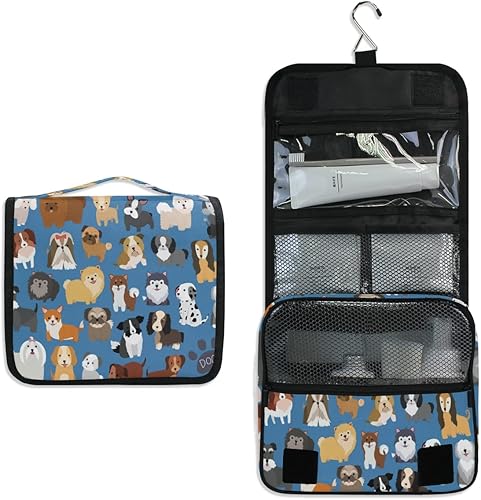 Miniatura 7 de Neceser de maquillaje cosmético para mujeres, hombres y niñas, con gancho para colgar, organizador portátil de accesorios, Estampado de vaca