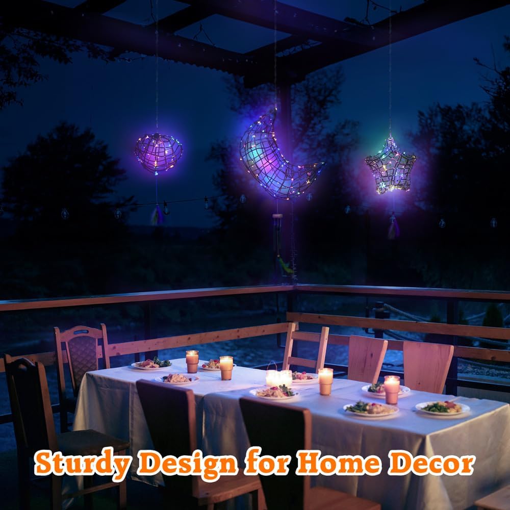 CHARTEKS 3D String Light Craft Kit for Kids, String Art Kit with LED Bulbs and Wind Chime, Arts and Crafts Set, Birthday Gifts for Girls Boys Ages 8+ (with Paint, Paper String)