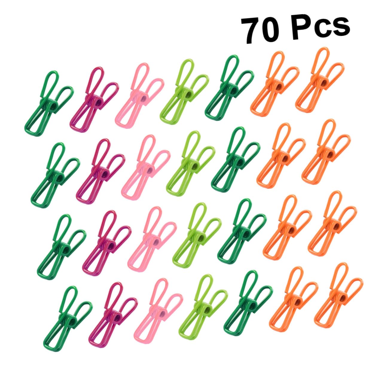 70 Stück Bunte Wäscheklammern aus Metall Windfest und Altersbeständig Mehrfach Verwendbare Quiltclips für Unterwäsche und Matten 10 Stück pro Packung Verschiedene Zufällige Farbe