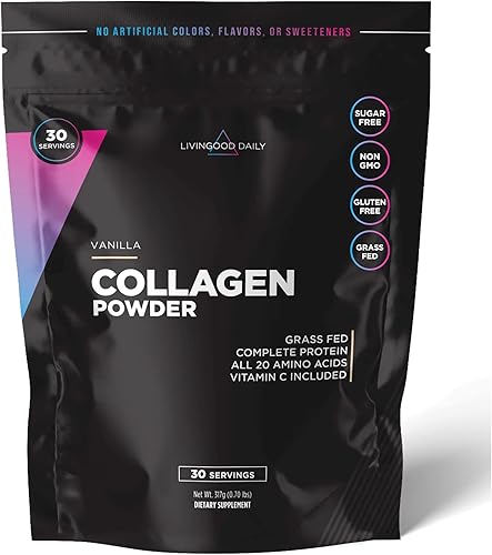 Miniatura 8 de Livingood Daily Polvo de colágeno sin sabor  Péptidos de colágeno hidrolizados en polvo más vitamina C  Proteína completa con 20 aminoácidos  Tipo I