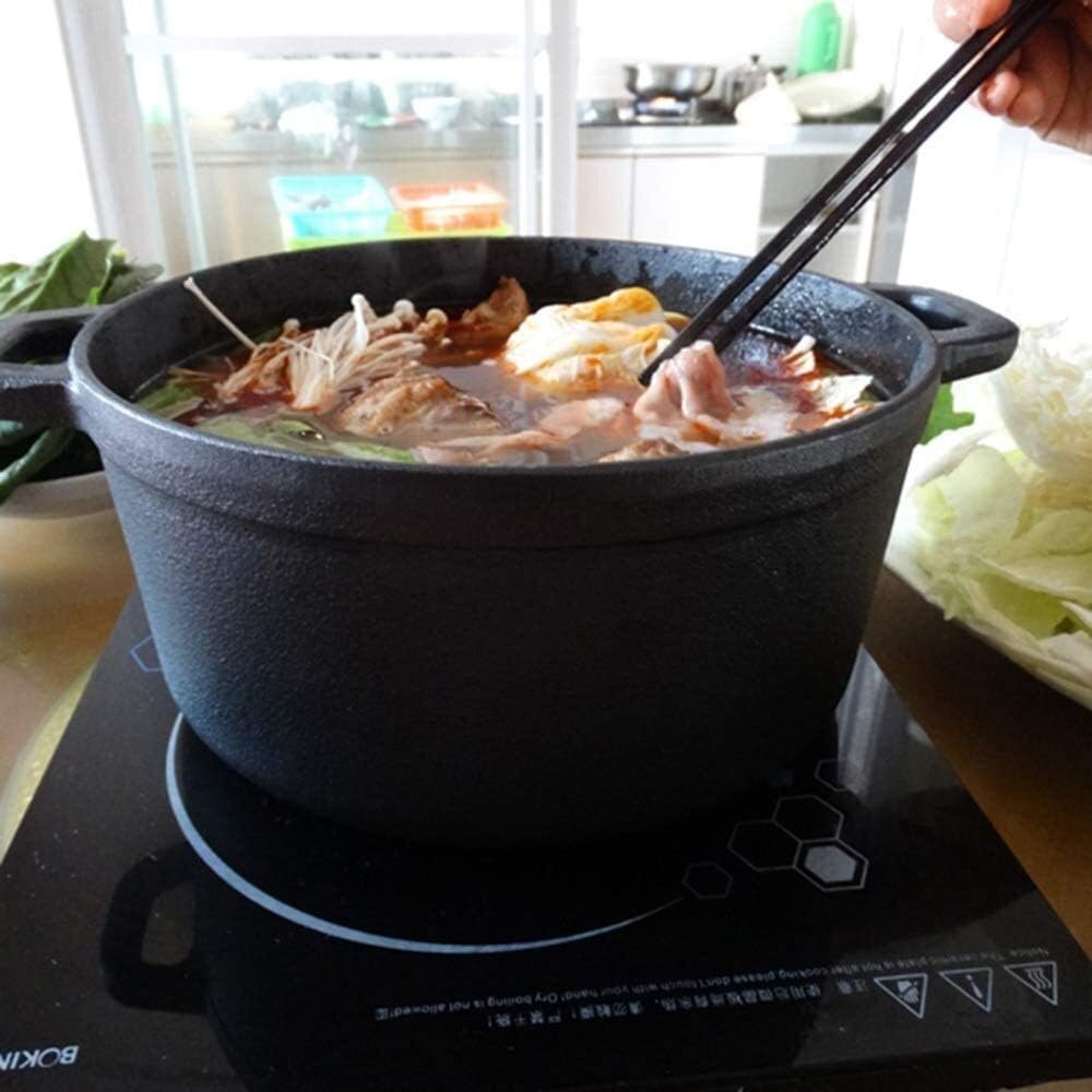 Old-fashioned Cast Iron Cooker Soup Pot Traditional Cast Iron Pot Simmered Pot Dutch Pot Uncoated Cast Iron Pot 20cm Diameter Cooker (iron Cover) (Size : 26CM) (28CM)
