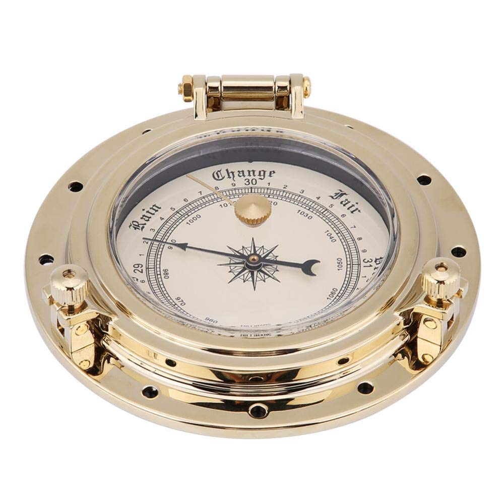 Compteur d'humidité de la température de l'horloge de baromètre rétro de Rome pour le bateau SUV marin de yacht de RV[Baromètre d'or]