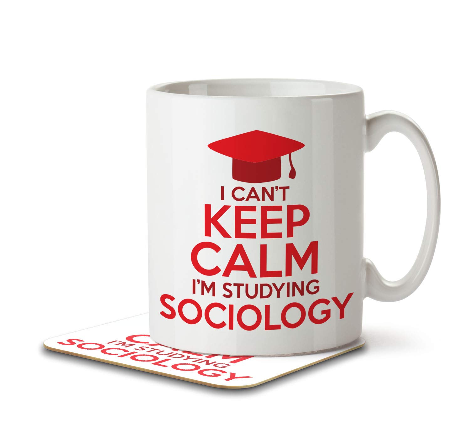 The Inky Penguin White - I Can't Keep Calm I'm Studying Sociology - Student Mug And Coaster, Ceramic, 11Fl. Oz.