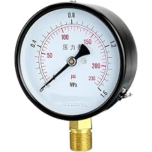 Dry Pressure Gauge 100mm, 0600bar, Black Steel Case, Manometer for Fuel, Air, Water, Hydraulic Pressure TestingBSPTZG 1-2,0-60mpa