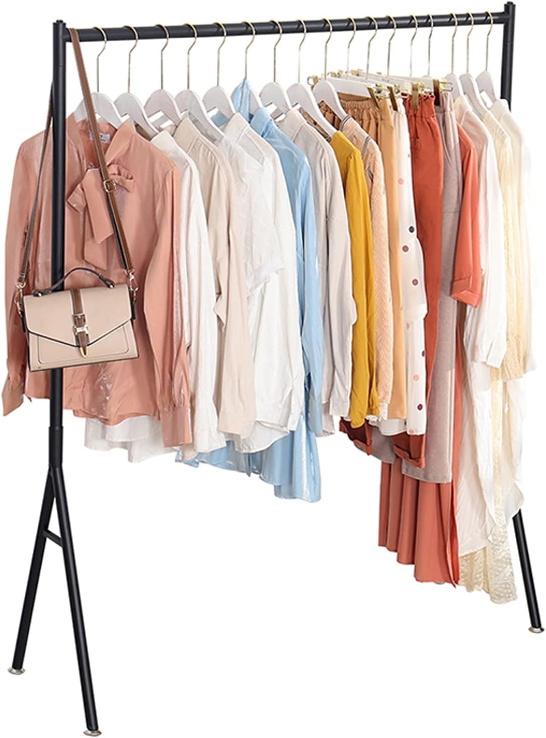 Clothes Rails Heavy Duty, 20mm Thicken Clothes Rack with Adjustable Feet, Modern Garment Display Stand Holds up to 35kg (Black-120cm