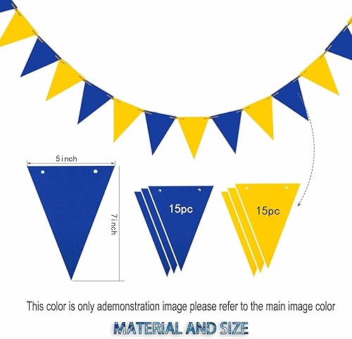 Miniatura 2 de Banderín de doble cara verde oscuro y amarillo con purpurina de 20 pies banderines triangulares de papel suministros de decoración para fiestas