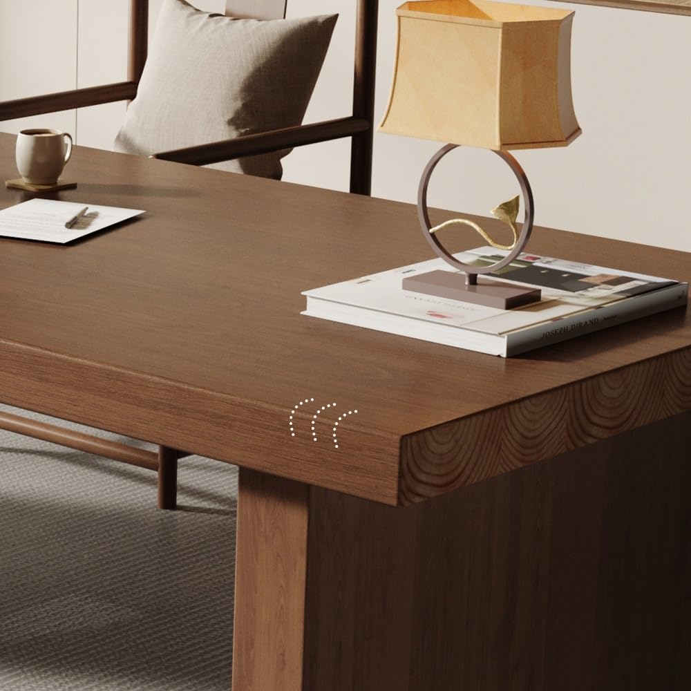 TEESONG Scrivania da ufficio da 180 cm, in legno massello, semplice da assemblare, con armadietto laterale, adatta per studio o lavoro, può essere posizionata in azienda
