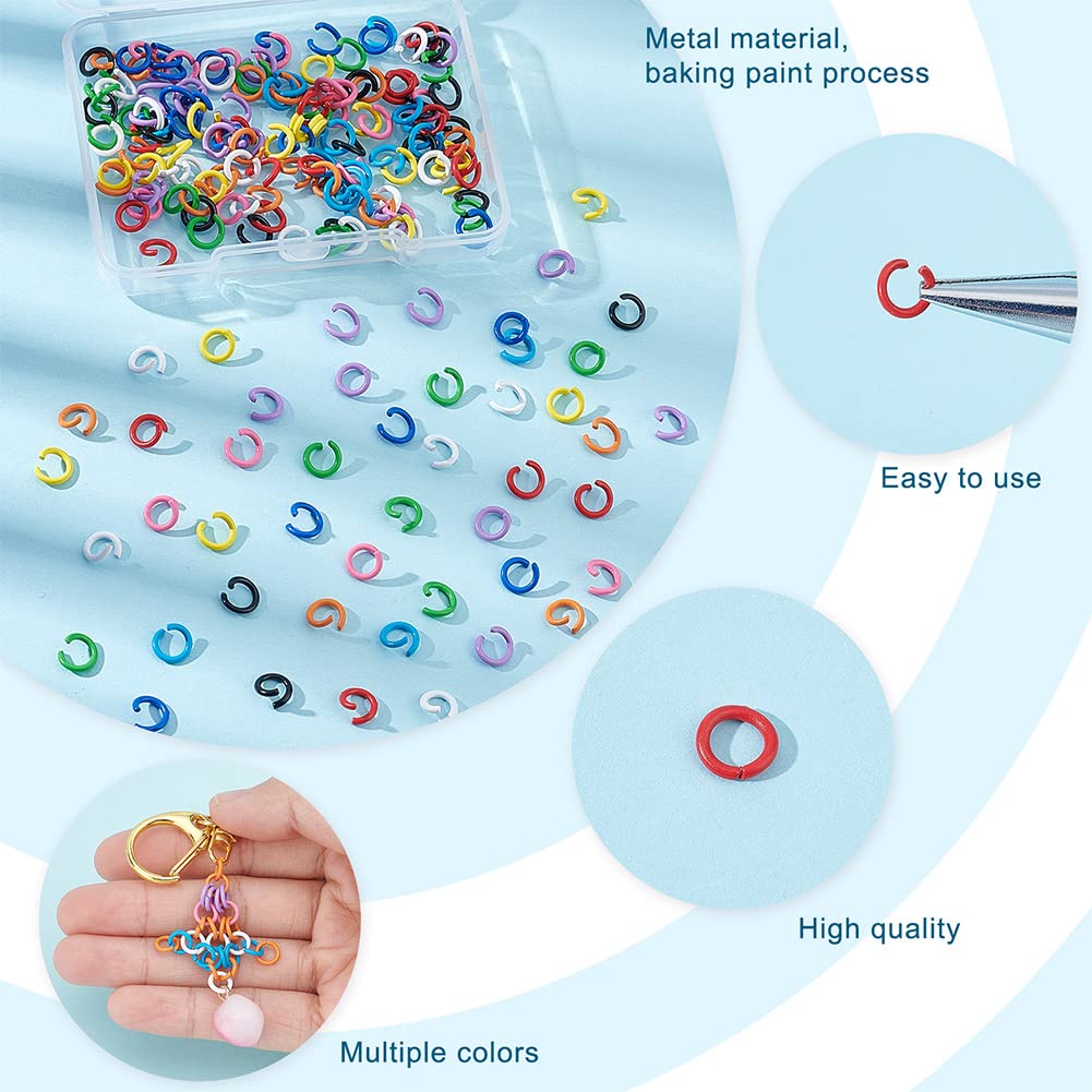 PH PandaHall 200pcs Colored Jump Rings 10 Colors Open Jump Rings 6mm O Ring Connectors 18 Gauge Jewellery Making Rings Chainmail Rings For Keychain
