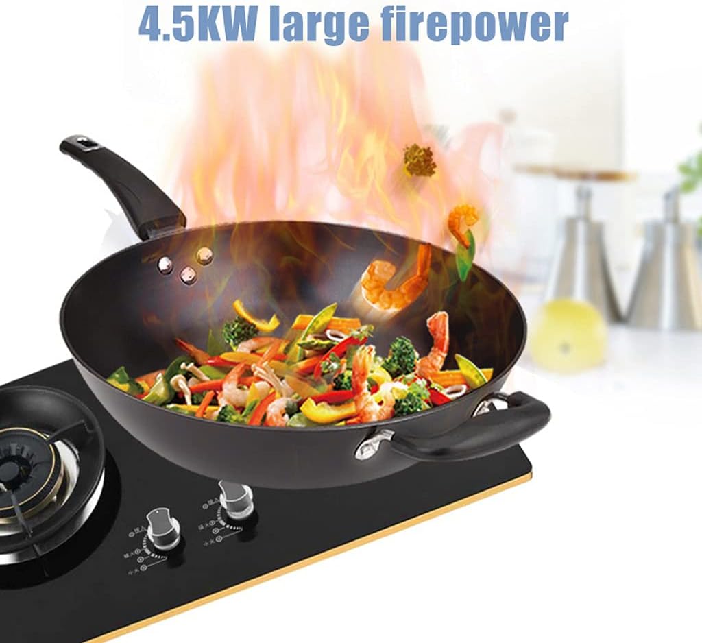 29.5" X17" Built-In Desktop/Embedded Dual-Purpose Gas Stove, 8Mm Thick Tempered Glass Integrated Cooktop (Natural gas) ()