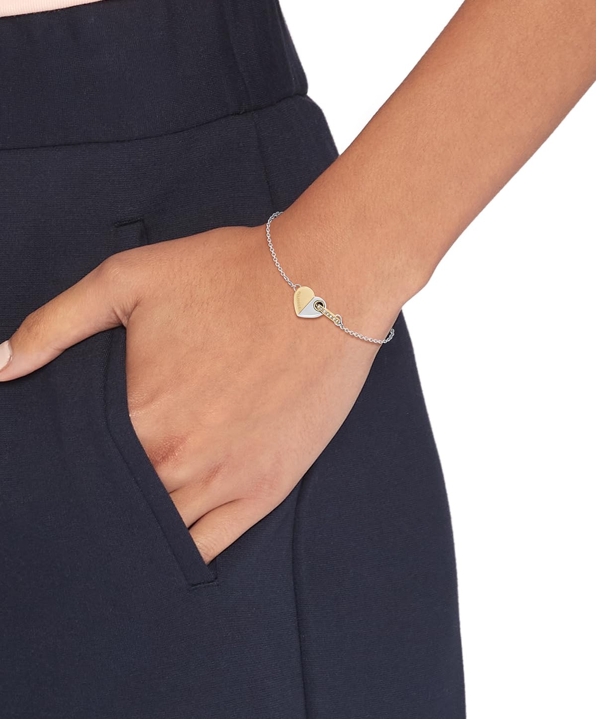 Tommy Hilfiger Jewelry Collana o Braccialetto da Donna in Acciaio Inossidabile Bicolore con un Charm a Cuore