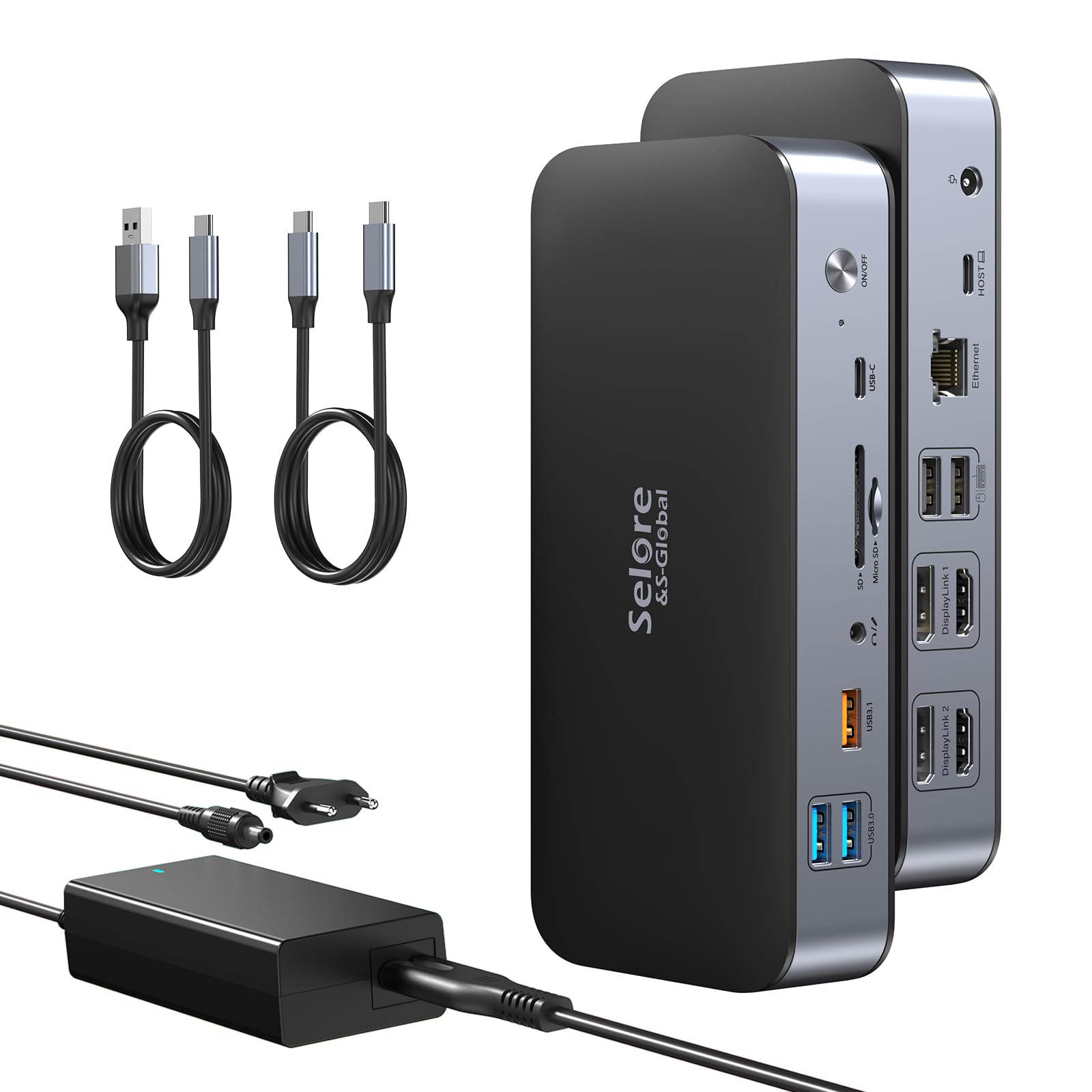 USB C DockingStation 2 Monitore Laptop Docking Station 3 Monitor mit Dual HDMI DisplayPort, 10Gbps USB 3.1, 100W PD, Ethernet für MacBook Dell Hp