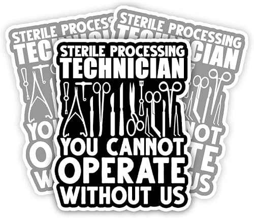 LECATI 3 calcomanías estériles para técnico de procesamiento estéril, divertidas calcomanías de orgullo de tecnología de procesamiento estéril,