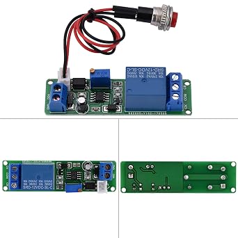 DC 12V Timer Relay Delay On, 1-10sec 10A Timer Relay Module with Trigger Button Switch, Delay Turn Off Module for Robots, Smart Home, Electronic Development, 2.66x0.75in