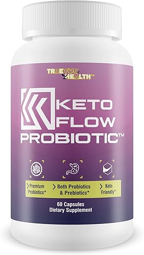 Keto Flow Probiótico - Probióticos y prebióticos de primera calidad - Fórmula probiótica amigable con Keto - 40 mil millones de UFC - Promueve un
