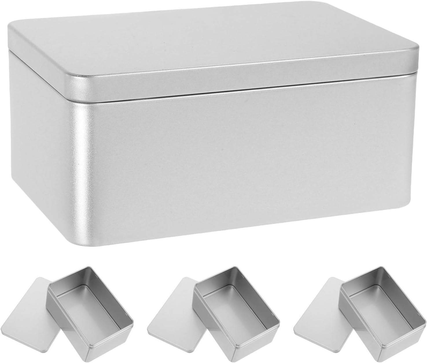 4pcs Compact Metal Card Storage Boxes with Tight-sealing Design and Portable Rectangular Bin for Jewelry, Photos, Coins, and Playing Cards Sleek and Stylish Organizer for Home Use