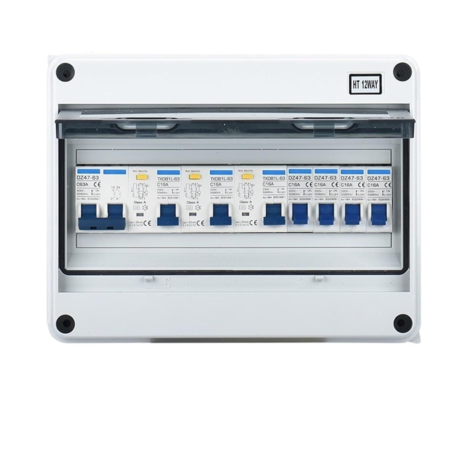 Waterproof Electrical Distribution Box with Circuit Breaker MCB Household Switch Power Plastic Junction Wire Box IP65(2Way MCB 20A)