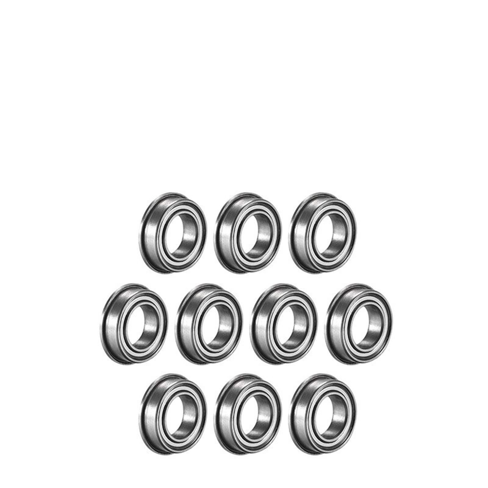 RCGKNNMUZ 10pcs MF63 MF74 MF85 MF93 MF104ZZ MF105ZZ MF106 MF115 5x9x3mm Flanged Ball Bearing Deep Groove Ball Bearings