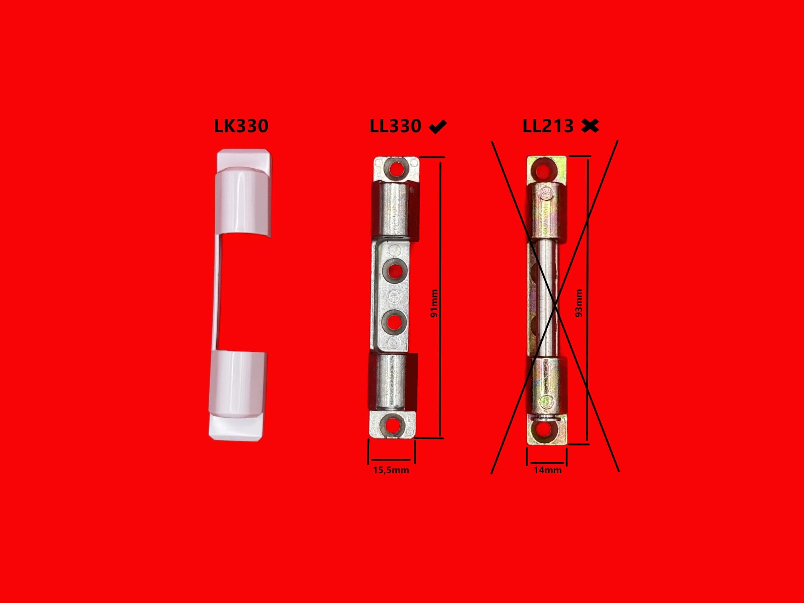 Aubi Siegenia A300 Kappenset Afdekkappen wit links/rechts LK005 LK006 EK001 EK211 (1 set DIN links