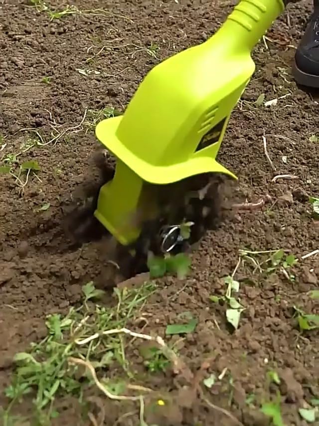 Rotavatore del giardino elettrico, coltivatore a manuale a cordone con batteria e caricabatterie da 2 x 2000 mAh, profondità di lavoro di 25 cm, larghezza di consegna di 10 cm, rotavatore del timone