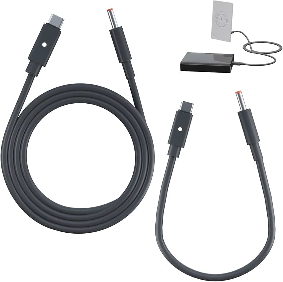 CYBERSTATION Mini cabo de alimentação Starlink Router – Pacote com 2 (1 FT + 1,5 pés) Cabo USB-C para CC para roteador Starlink Mini e acessórios, Plug and Play com carregador portátil de 9 V e