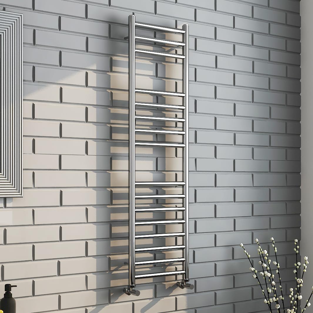 Nwt Direct Polished Stainless Steel 350Mm (W) X 1200Mm (H) Heated Towel Ladder Rail Bathroom Radiator - 1274 Btus