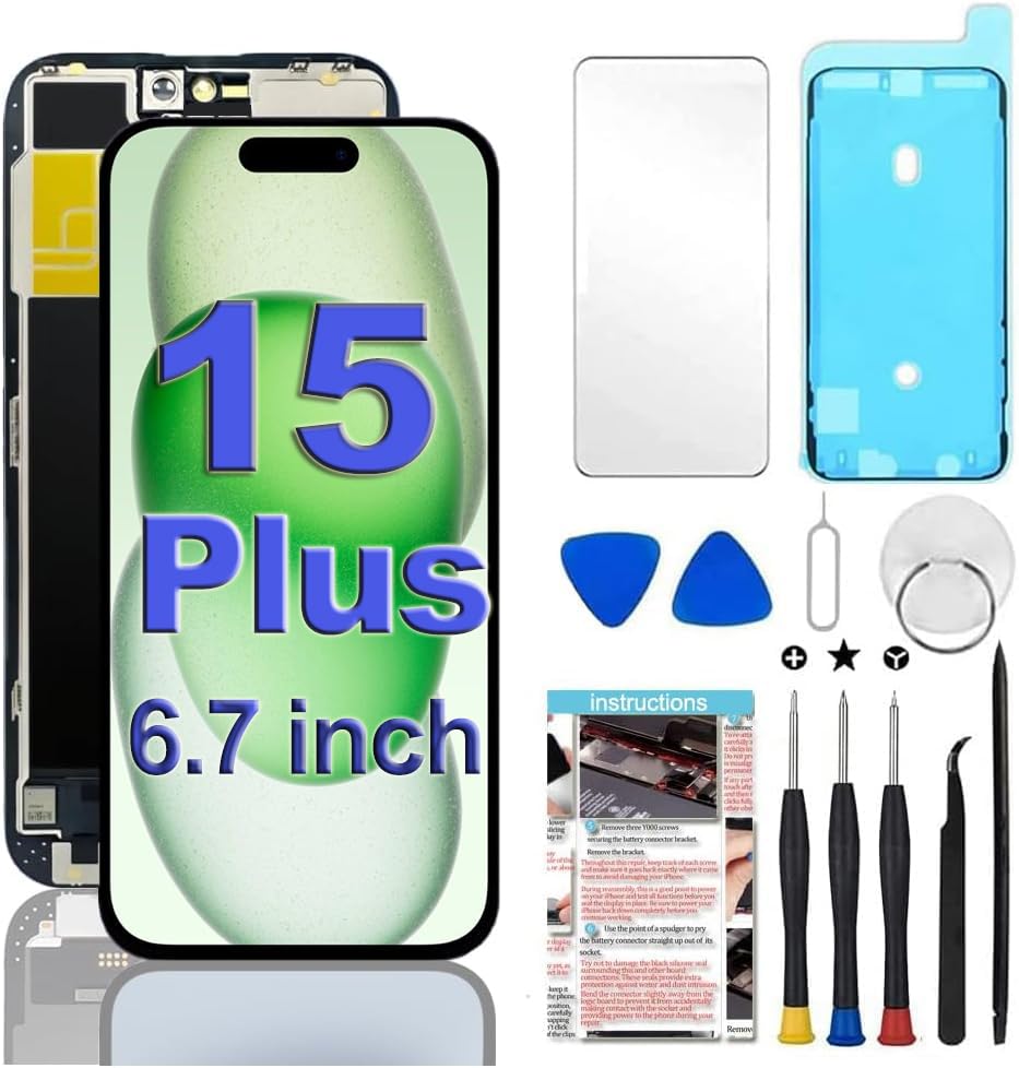 for iPhone 15 Plus Screen Replacement 6.7 inch FHD 3D Touch LCD Display Digitizer Assembly with Repair Tools - Model A2847 A3093 A3096 A3094