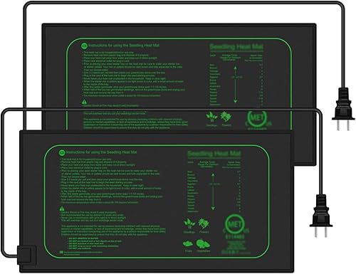 Paquete de 2 alfombrillas térmicas de plántulas de 21 W para inicio de semillas, almohadilla térmica impermeable de 10 x 20.75 pulgadas para