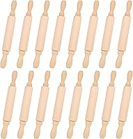 16 Pack 8 Inch Mini Wooden Rolling Pins for Kids Baking - Small Wood Rollers for Children Play Dough, Cookies & Role Play by Flahard