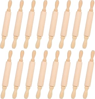 16 Pack 8 Inch Mini Wooden Rolling Pins for Kids Baking - Small Wood Rollers for Children Play Dough, Cookies & Role Play by Flahard