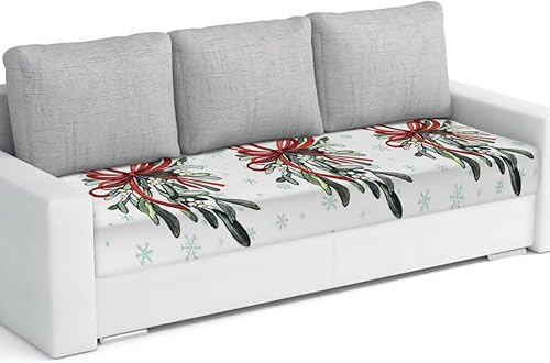 Miniatura 8 de Fundas de cojín para sofá de Navidad, funda elástica para sofá con parte inferior elástica, diseño de acuarela rojo y verde con nudo botánico de