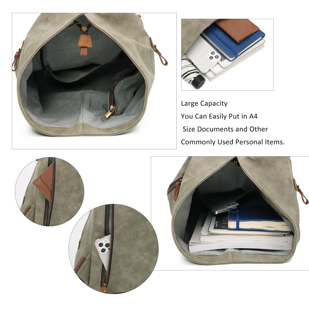 Zaino vintage in tela - Zaino da viaggio grande casual Zaino da viaggio all'aperto Zaini da trekking Borsa a tracolla per uomo Donna