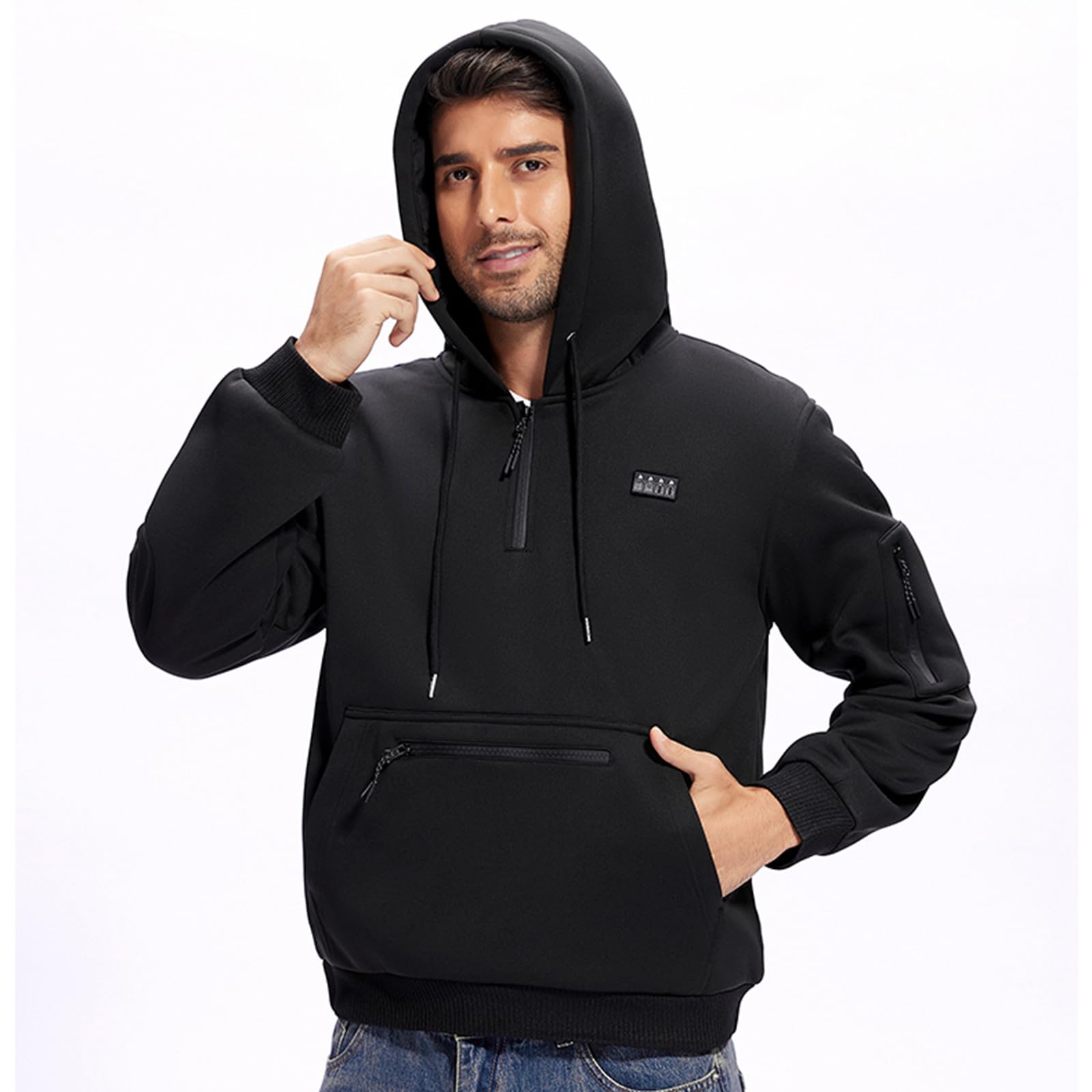 Beheizbare Sweatjacke Herren mit Kapuze Heizjacke Winter Warm Winterjacke