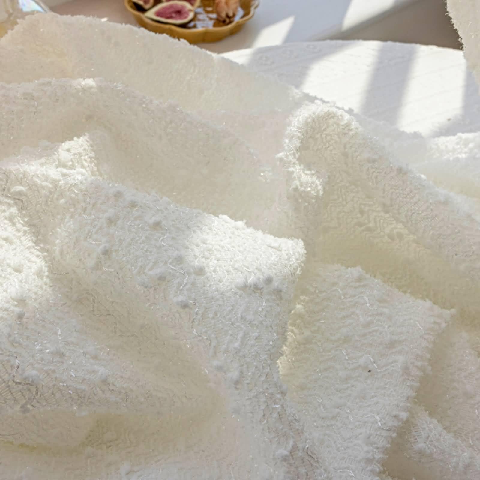 Rideau Transparent Occultant, 102x138cm Couleur Unie avec Pompon Rideau Transparent pour filtrage de la lumière du Salon en Fil, Blanc