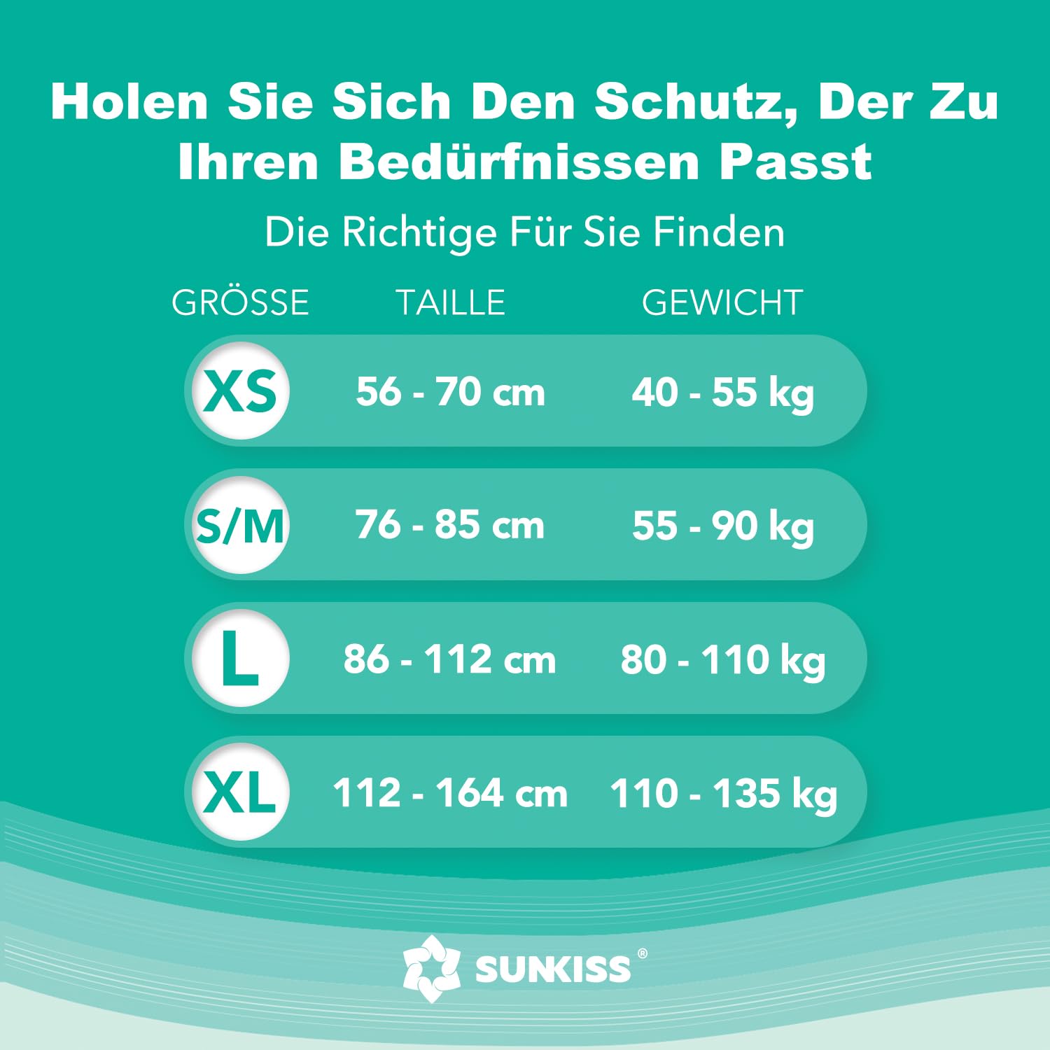 SUNKISS TrustPlus Inkontinenz Windeln für Erwachsene, Saugfähige Einweg-Unterwäsche für Männer und Frauen mit Tabs, Unisex, Größe XS, 60 Stück