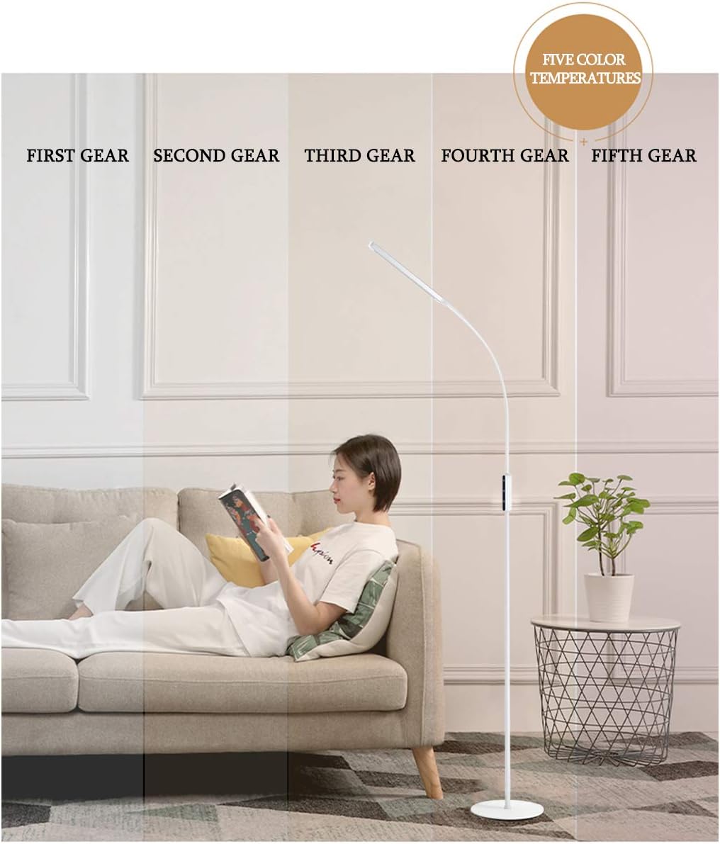 Review Product Ganeed LED Floor Lamp,Modern Touch Standing Lamps,10W Dimmable 5 Brightness Levels & 5 Colors Temperatures LED Floor Light with Flexible Gooseneck for Bedroom Office Reading