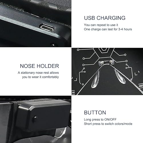 Miniatura 5 de SAFEBAO Lentes de visera LED para adultos con 7 colores y 4 modos de luz recargables, perfectos para festivales, fiestas, regalos, bailes,