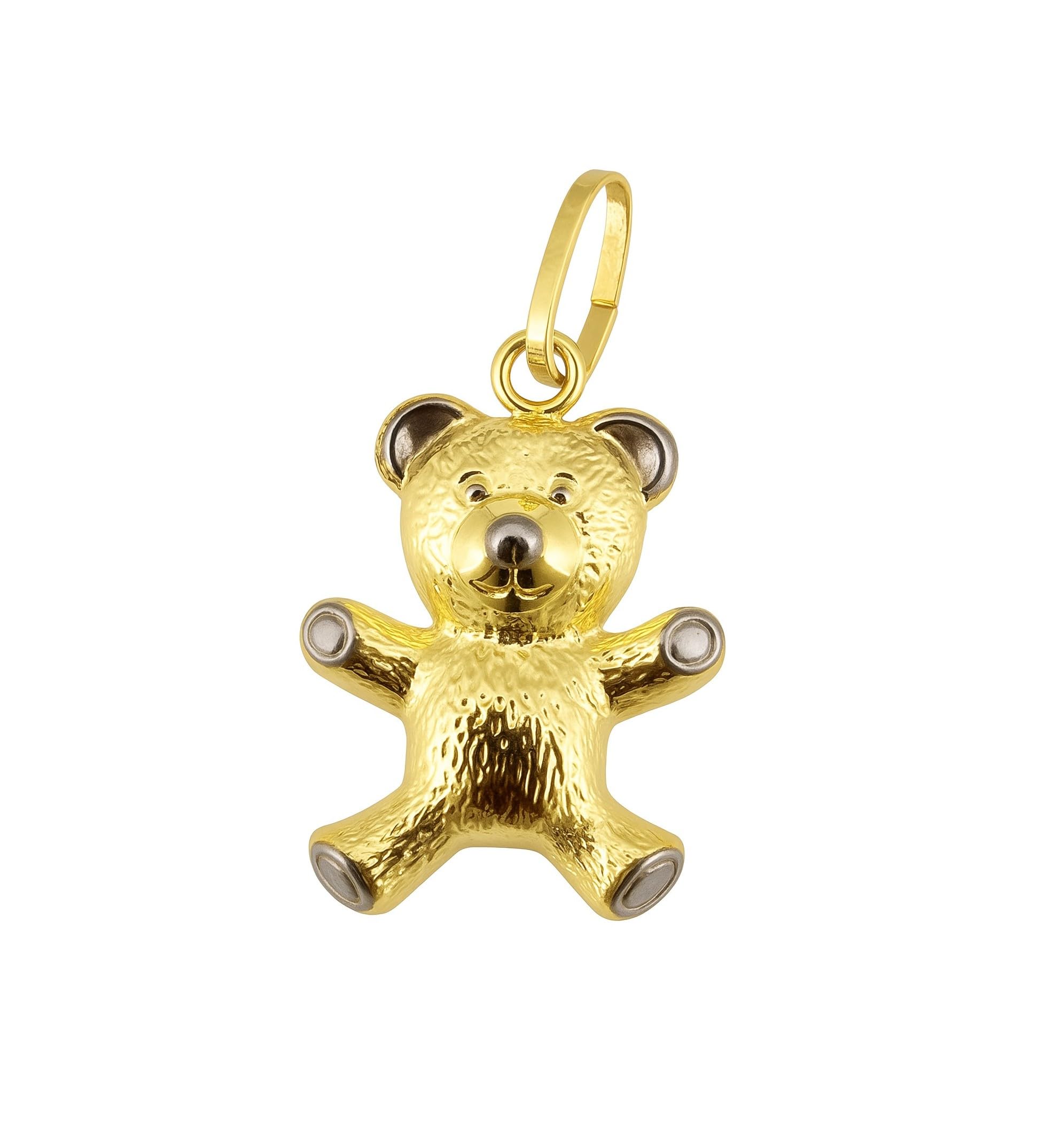 generisch Anhänger Bär Teddybär Gold 333 Bärchen rhodiniert 8 Karat Gelbgold