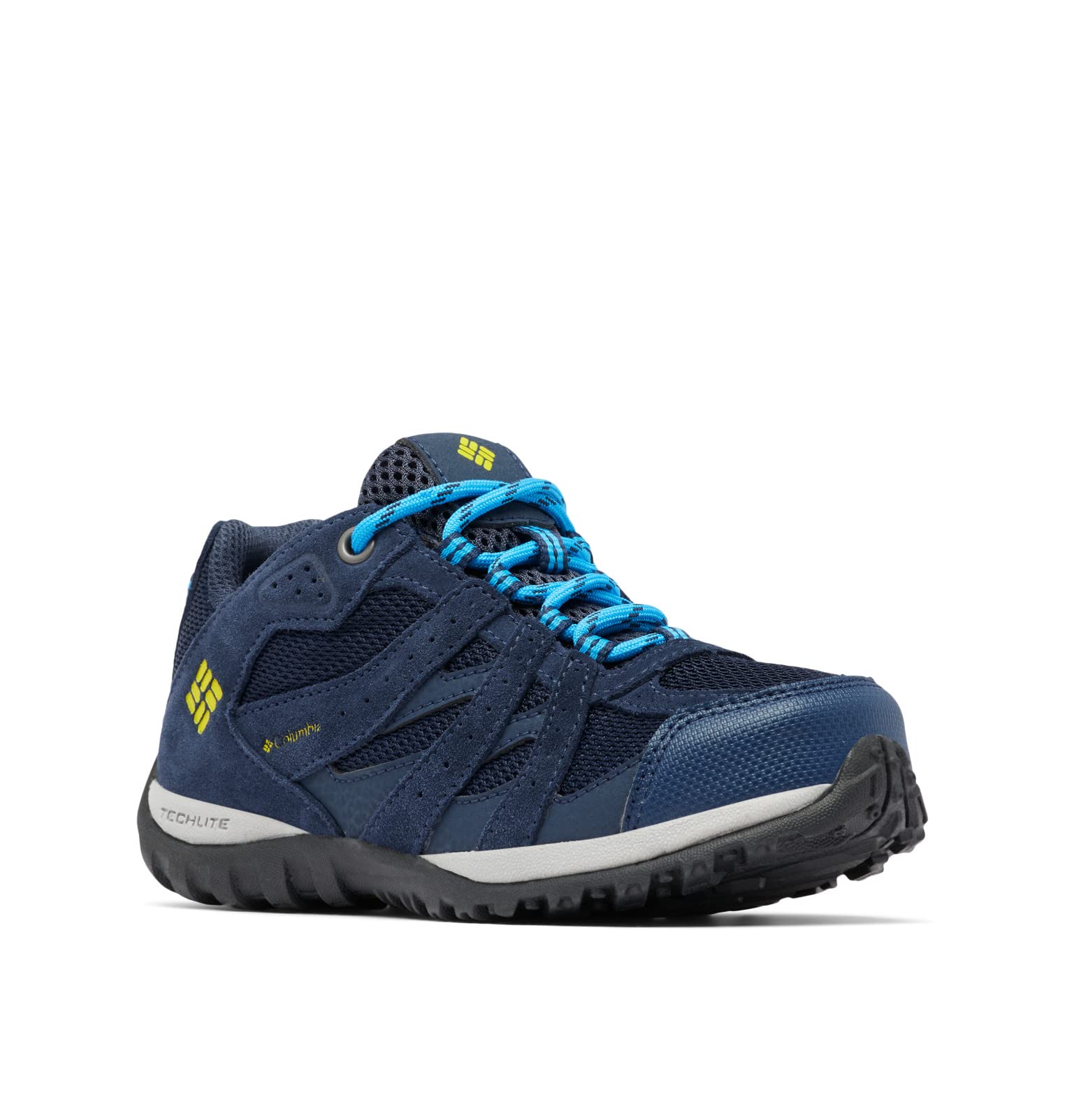 Columbia Unisex Child Childrens Redmond Waterproof Hiking Shoe, Collegiate Navy, Laser Lemon, 9 Toddler US