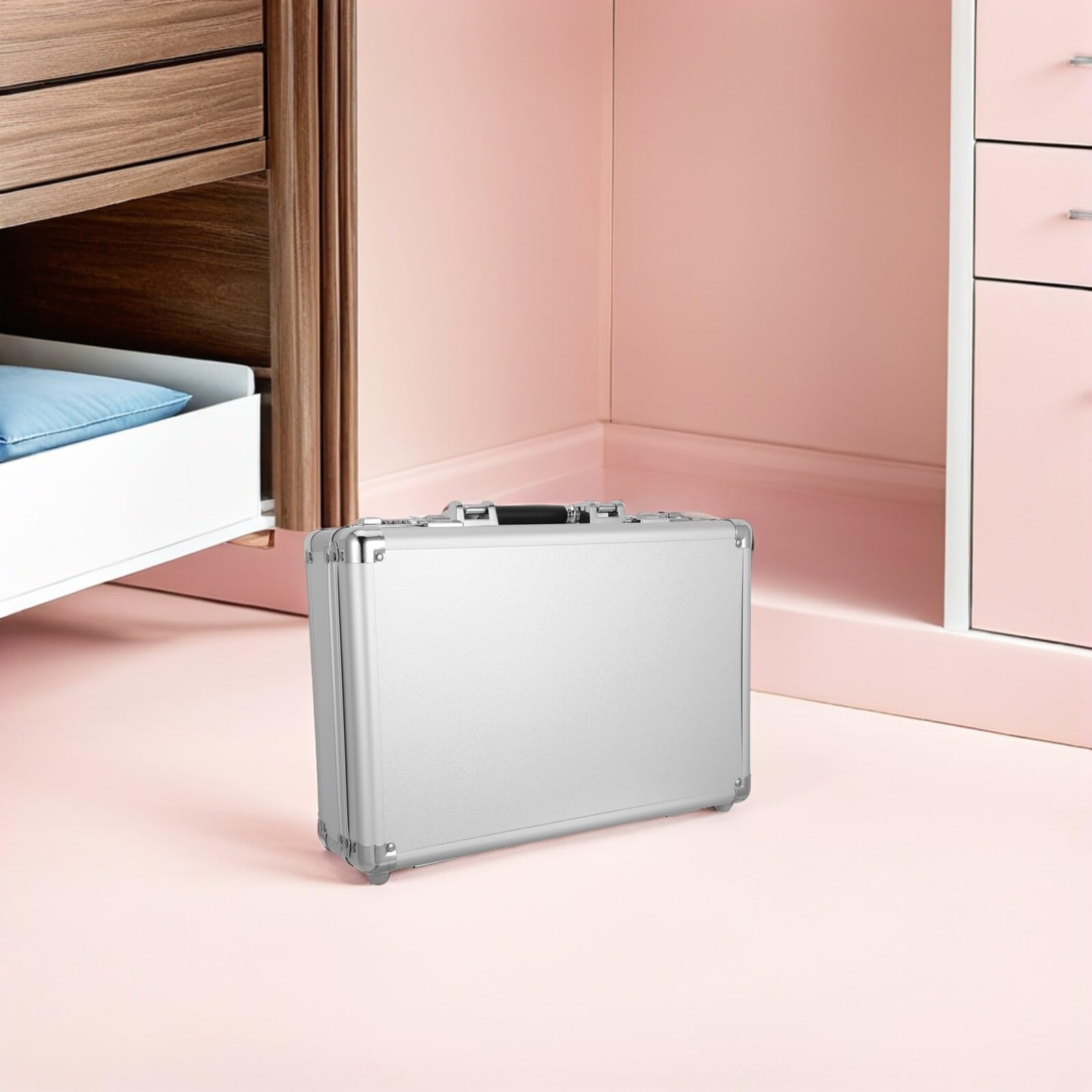DOITOOL Valigetta Portautensili in Lega di Alluminio 14" Resistente con Lucchetto a Combinazione, Scatola Portaoggetti con Maniglia Ergonomica, Custodia Sicura per Utensili da Lavoro