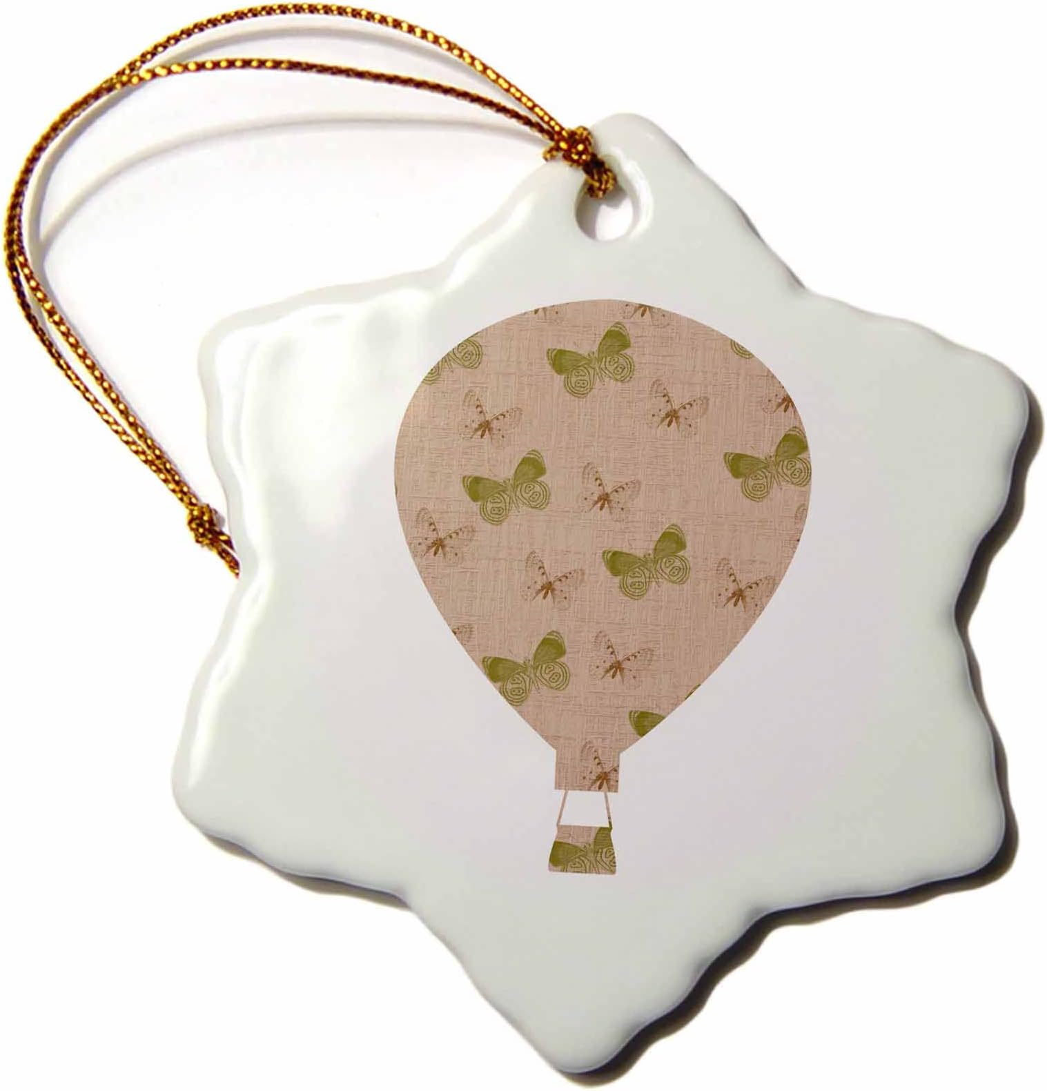3dRose PS Creations - Green Butterflies Hot Air Balloon - Ornaments (orn-123311-1)