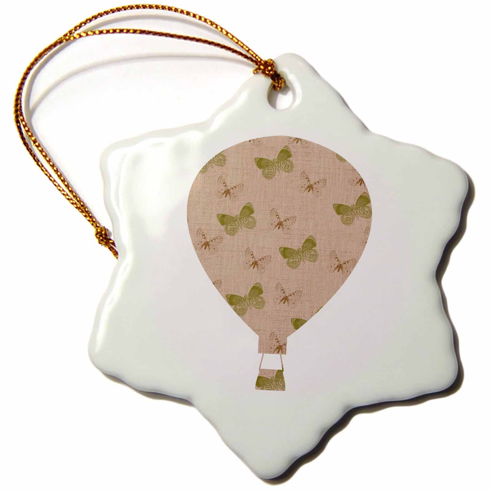 3dRose PS Creations - Green Butterflies Hot Air Balloon - Ornaments (orn-123311-1)