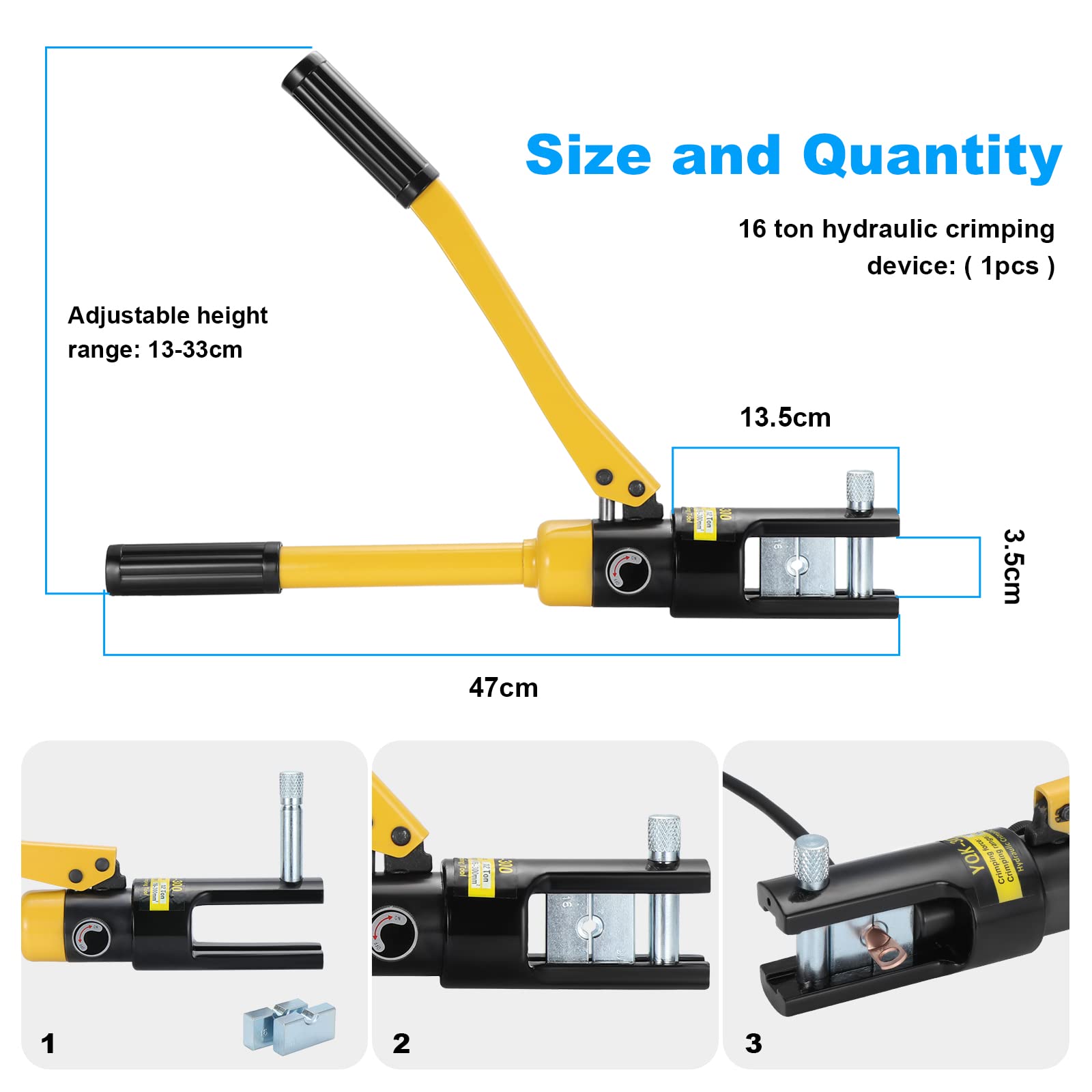 HSEAMALL Lo strumento di piegatura idraulico 13 16Tons muore, piegatore idraulico 8-300mm² del terminale dell'ansa del cavo della batteria elettrica