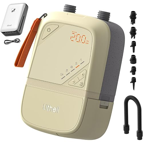 Litheli Paddle Board Pump,20PSI High Pressure SUP Pump,Electric Air Pump for Inflatables,Rechargeable Battery-Powered,Dual Stage Inflation&Deflation,Auto-Off for Stand Up Paddle Boards,Kayaks,Tent