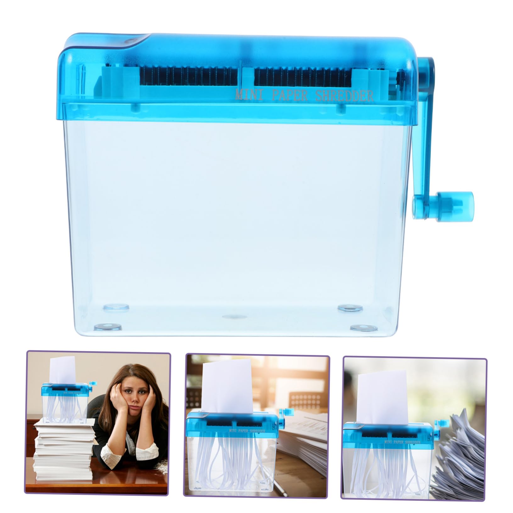 Distruggidocumenti Manuale Compatto Blu in Abs e Acciaio Inox