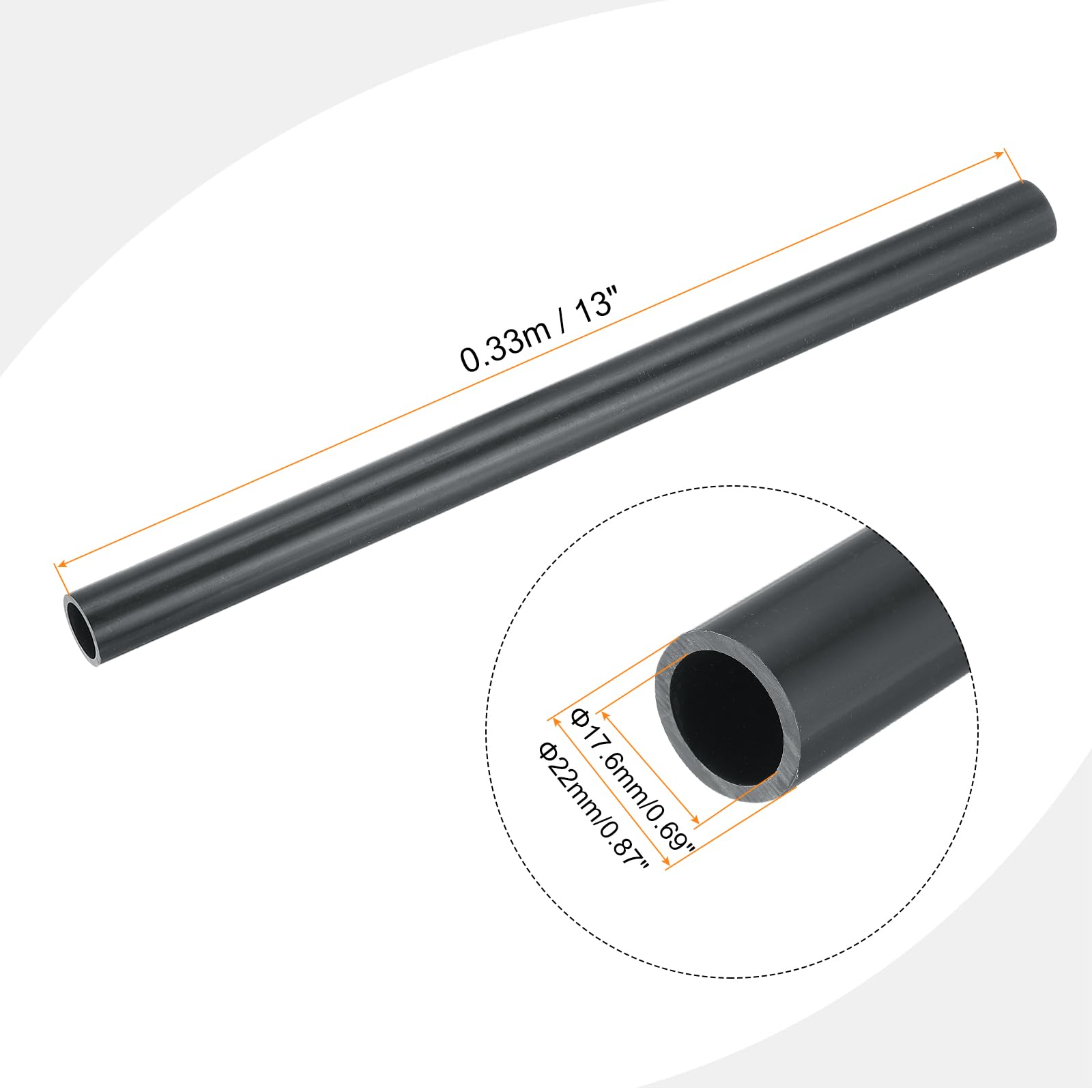 Tubo Rigido Rotondo in PVC 17,6mm ID 22mm OD 330mm Grigio Scuro Alta Resistenza per Tubi d'Acqua Guaina Cavi